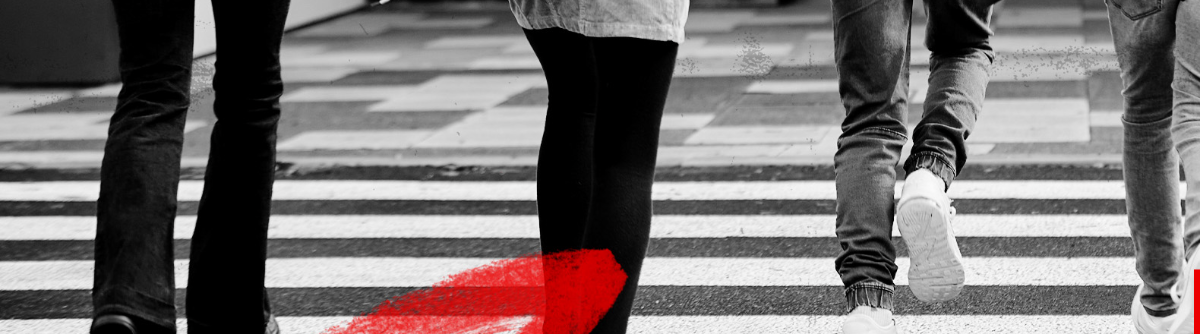 Students crossing the street on the way to school